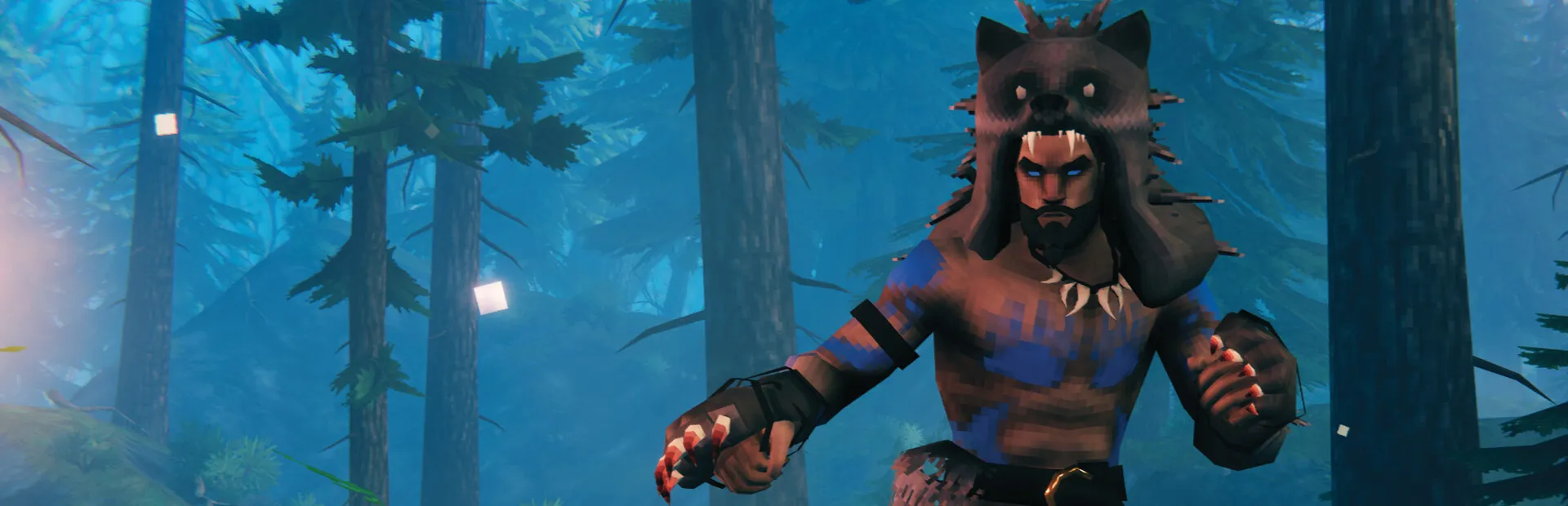 Valheim warrior in bear armor standing ready for battle. Official Valheim key art.